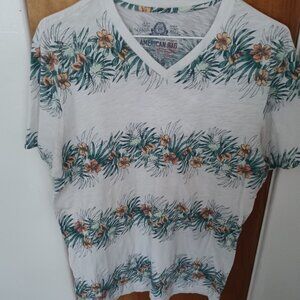 Mens American Rag Floral V Neck Short Sleeve T Shirt Medium